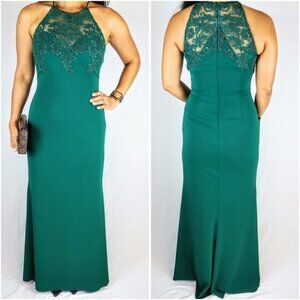 Badgley Mischka Emerald Lace Tyler Formal Gown $635